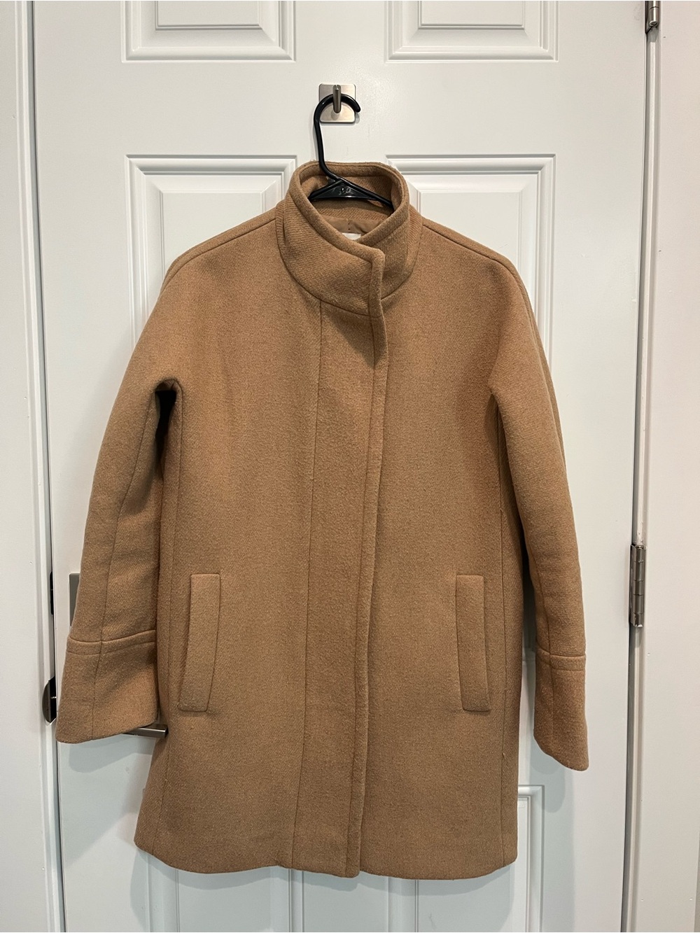 J. Crew Camel Stand-Collar Wool-Blend Coat